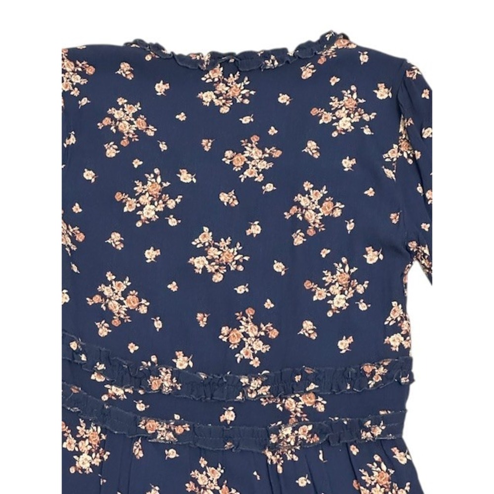 NWT ALTAR'D State Pyper Navy Floral Ruffle V Neck Long Sleeve Mini Dress Medium - Picture 13 of 15